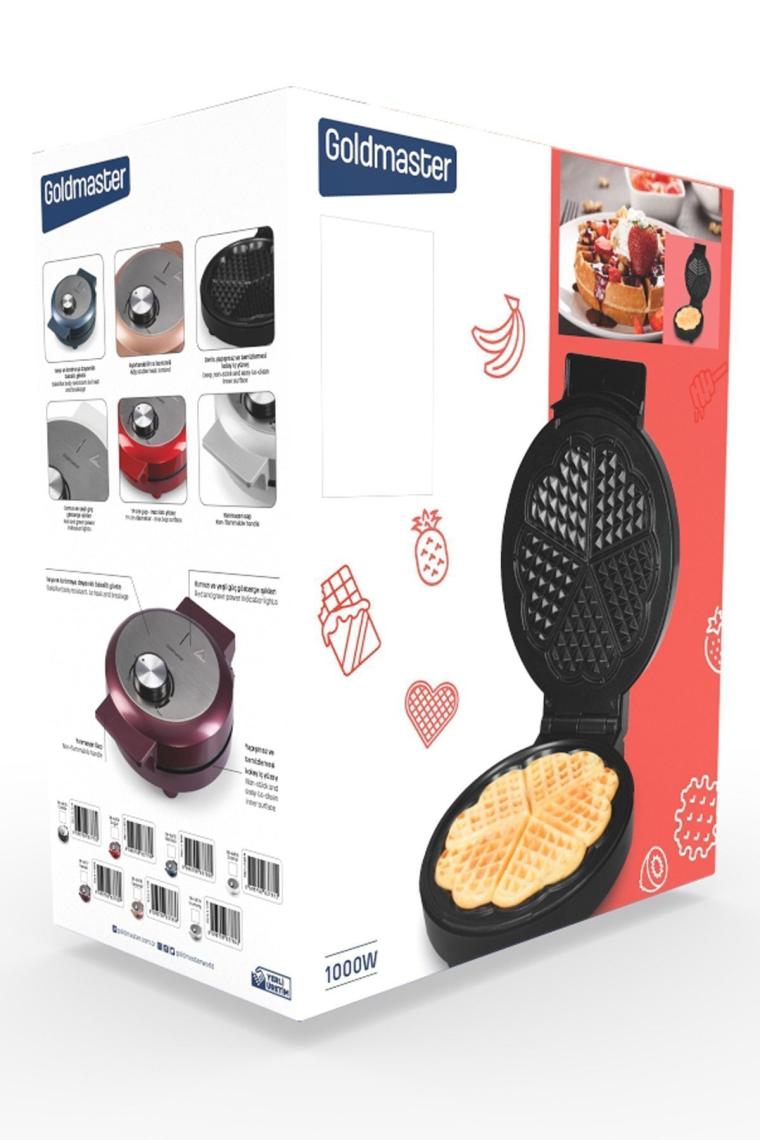 Cookie 1000w Taşmayı Önleyen Derin Plakalı Isı Kontrollü Waffle Makinesi Inox Siyah