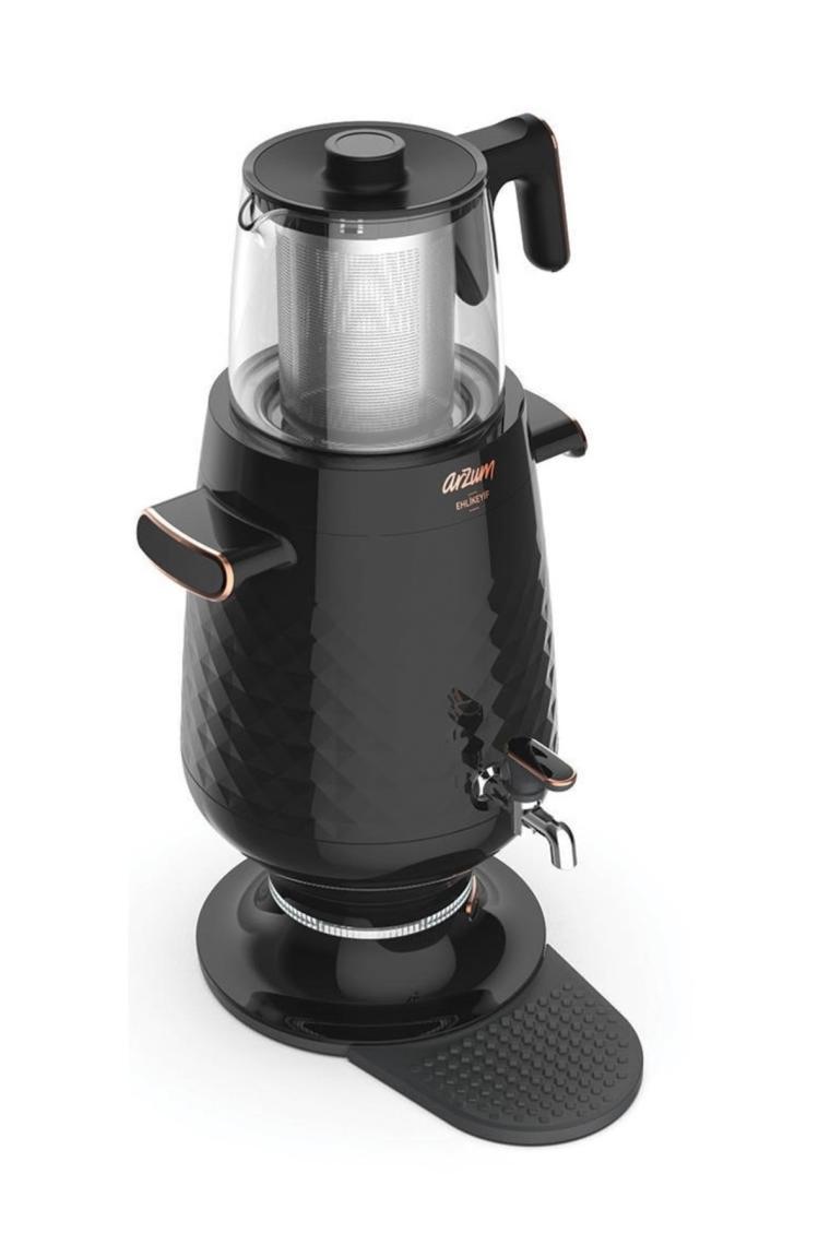 Arzum AR3083 Ehlikeyf Siyah 2200 W Cam Demlikli Semaver