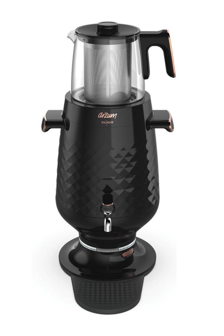 Arzum AR3083 Ehlikeyf Siyah 2200 W Cam Demlikli Semaver