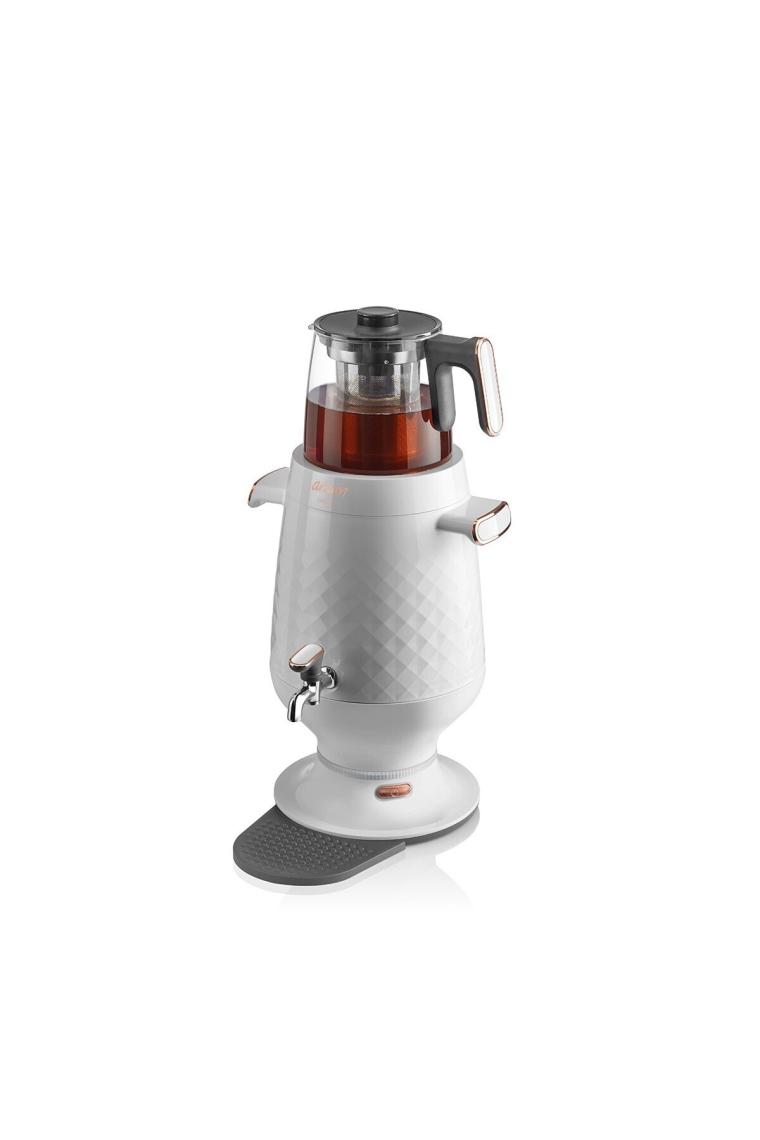 Arzum AR3083 Ehlikeyf Beyaz 2200 W Cam Demlikli Semaver