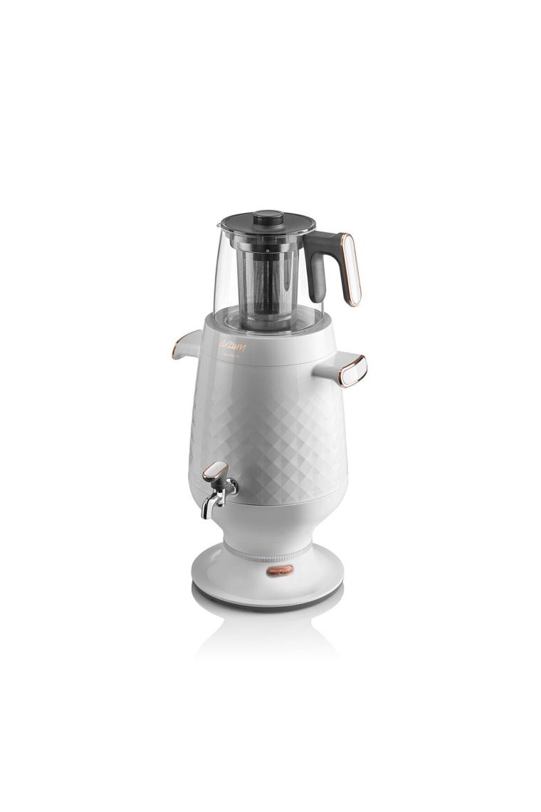 Arzum AR3083 Ehlikeyf Beyaz 2200 W Cam Demlikli Semaver
