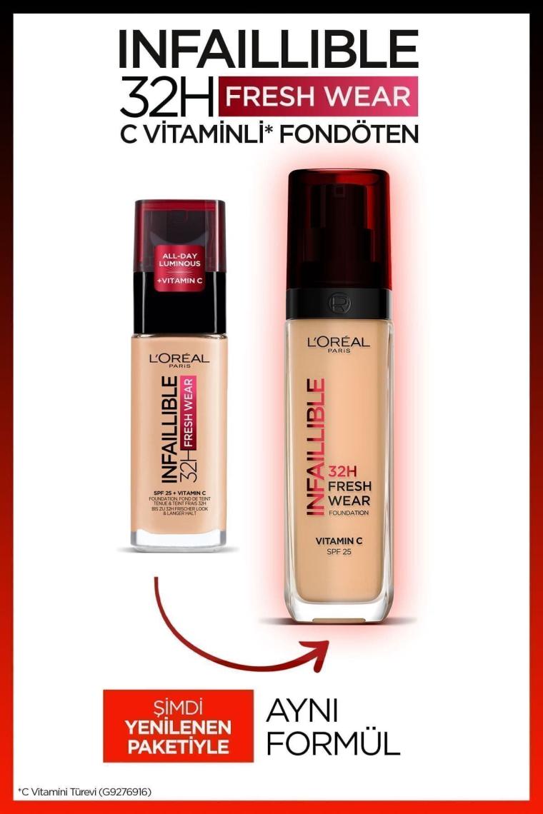Loreal Paris Infaillible 32H Fresh Wear C Vitaminli Fondöten 125 Natural Rose