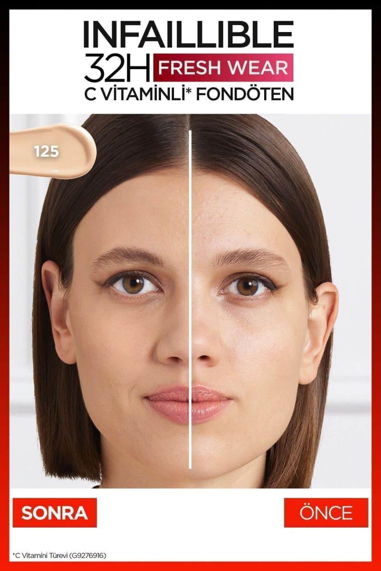 Loreal Paris Infaillible 32H Fresh Wear C Vitaminli Fondöten 125 Natural Rose