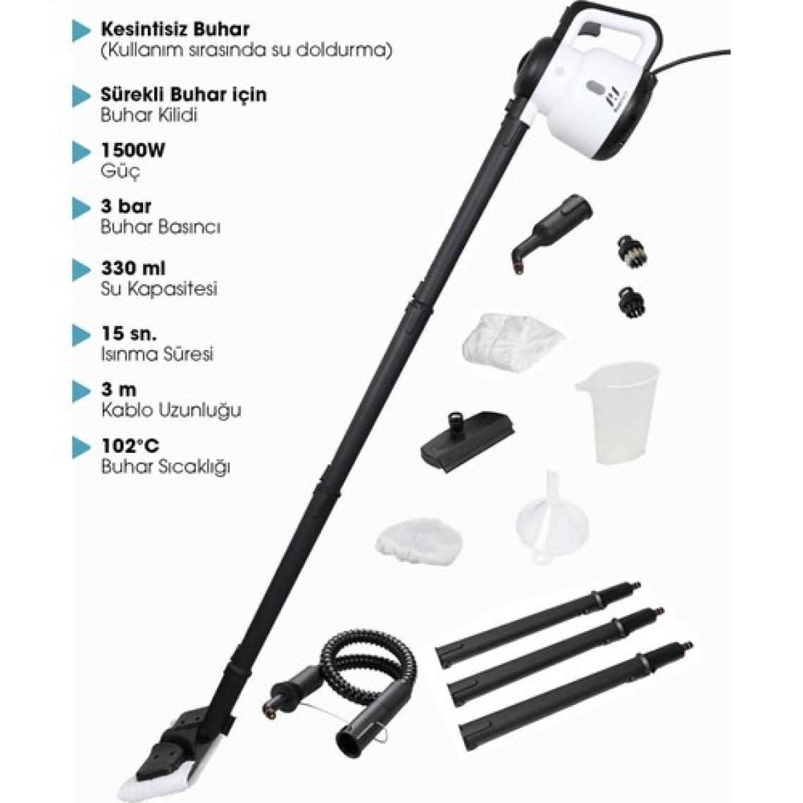 Pirantech CB-902 Buharlı Temizlik Makinası - Buharlı Temizleyici - Floor Max Set