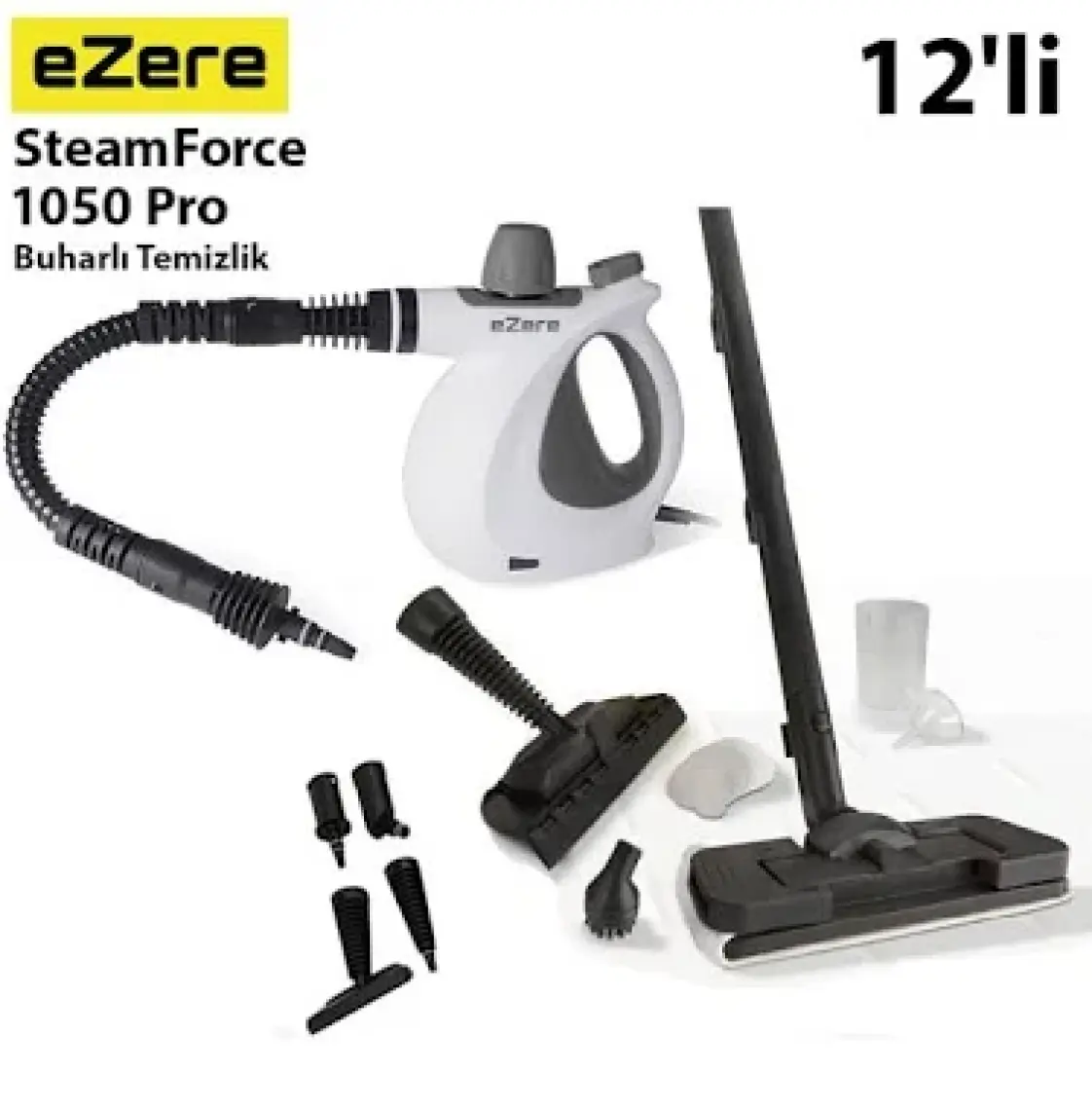 EZERE SteamPro 12'li Çok Amaçlı Buharlı Temizleyici – Basınçlı & Portatif