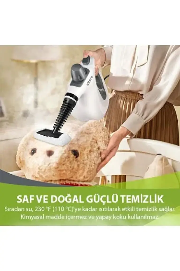 EZERE SteamPro 12'li Çok Amaçlı Buharlı Temizleyici – Basınçlı & Portatif