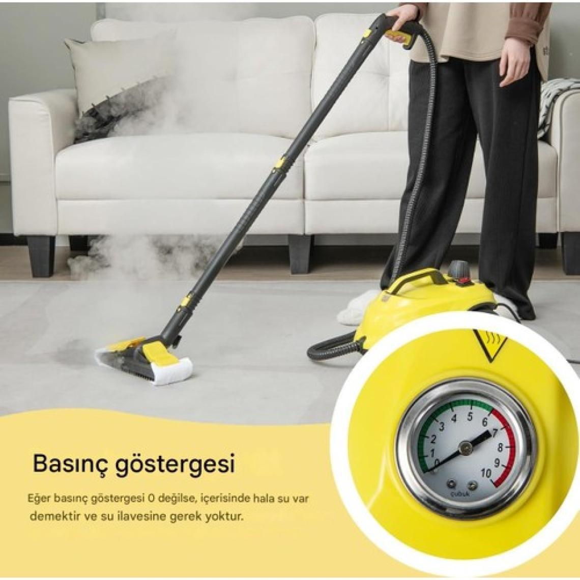 Çok Amaçlı Süpürge El Tipi Buharlı Temizleyici Zemin Halı Kanepe, Döşeme, Araba, Fayans, Banyo 1,5 L