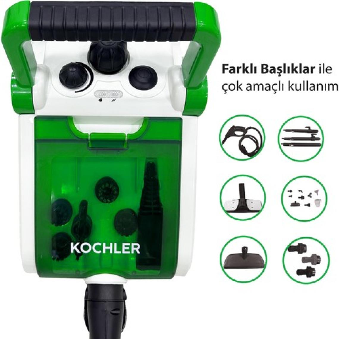 Buharlı Temizlik Makinesi 1400W | Koltuk, Cam, Fayans Temizleyici -1.5 L Tank, 3,5 Bar, 13 Başlık