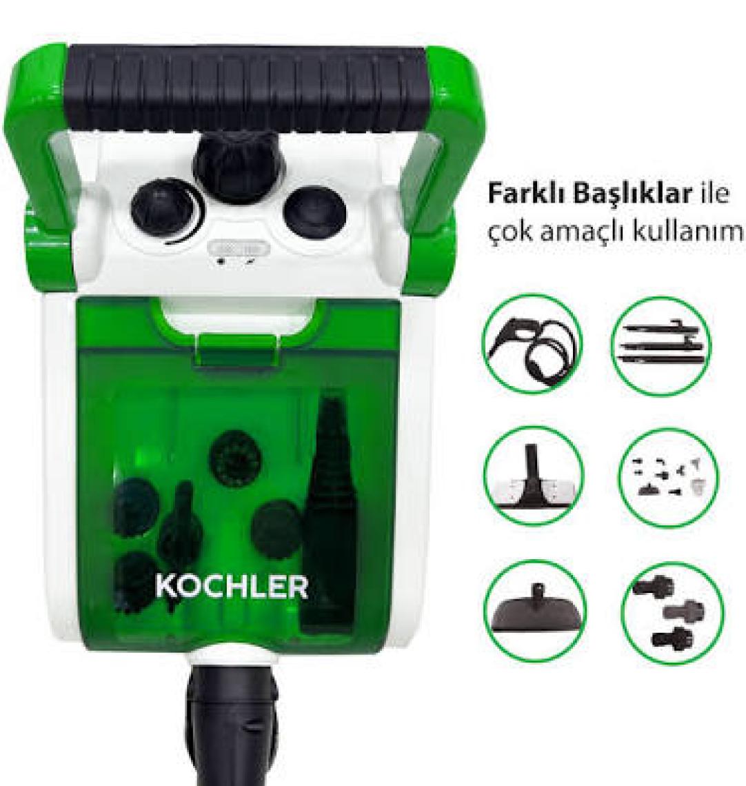 Buharlı Temizlik Makinesi 1400W | Koltuk, Cam, Fayans Temizleyici -1.5 L Tank, 3,5 Bar, 13 Başlık