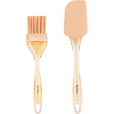 Tantitoni Somon Renkli Silikon Spatula ve Fırça Seti