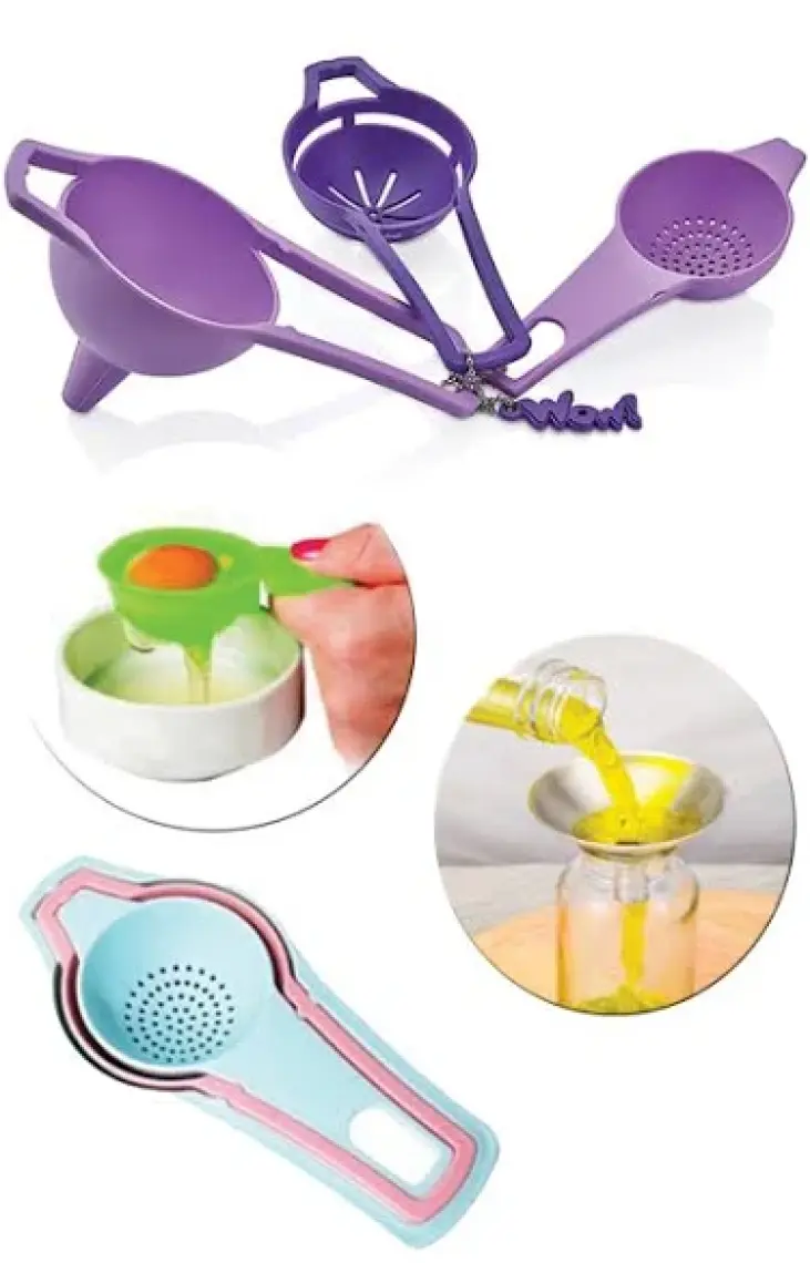 Sun Plastik Çay Süzgeci Huni ve Yumurta Ayırıcı
