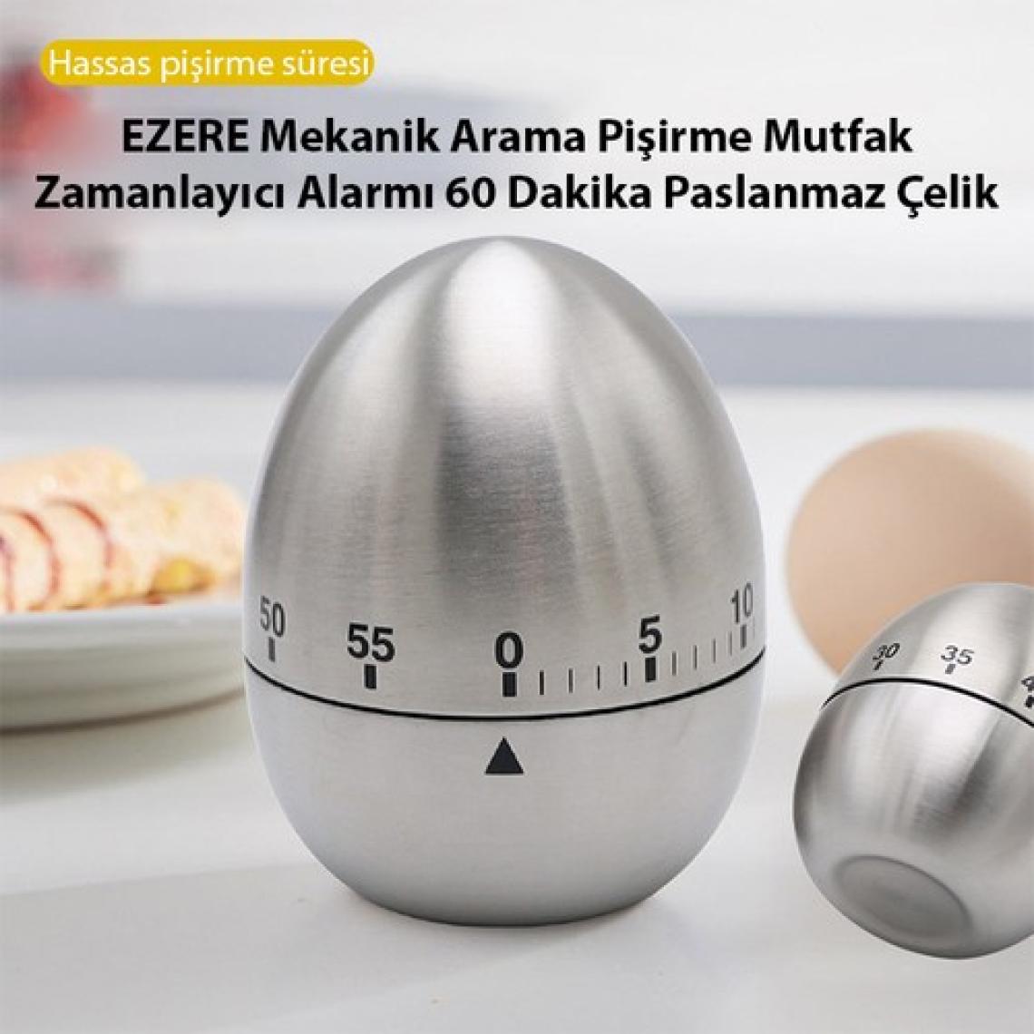 Ezere Mekanik Arama Pişirme Mutfak Zamanlayıcı Alarmı 60 Dakika Paslanmaz Çelik