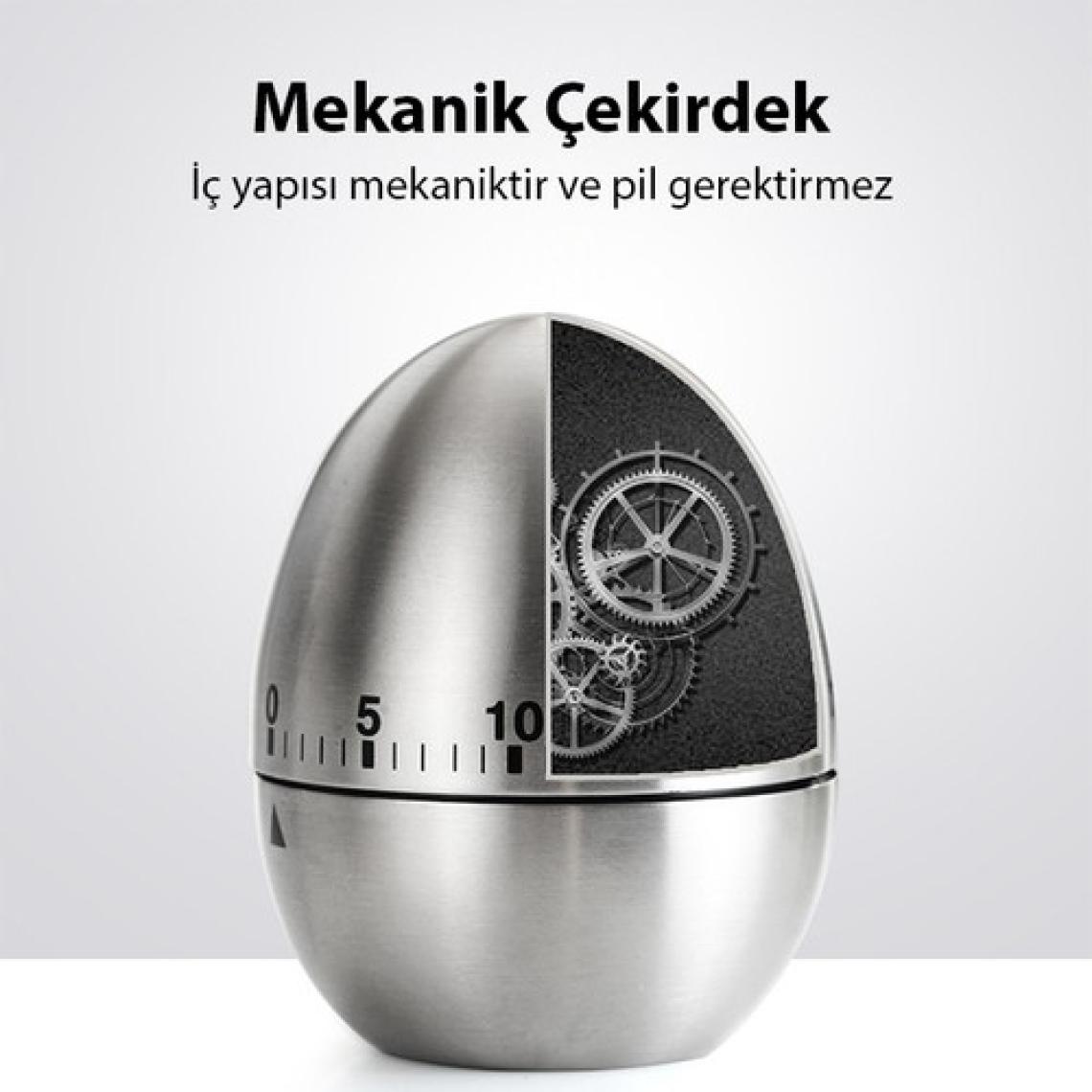 Ezere Mekanik Arama Pişirme Mutfak Zamanlayıcı Alarmı 60 Dakika Paslanmaz Çelik