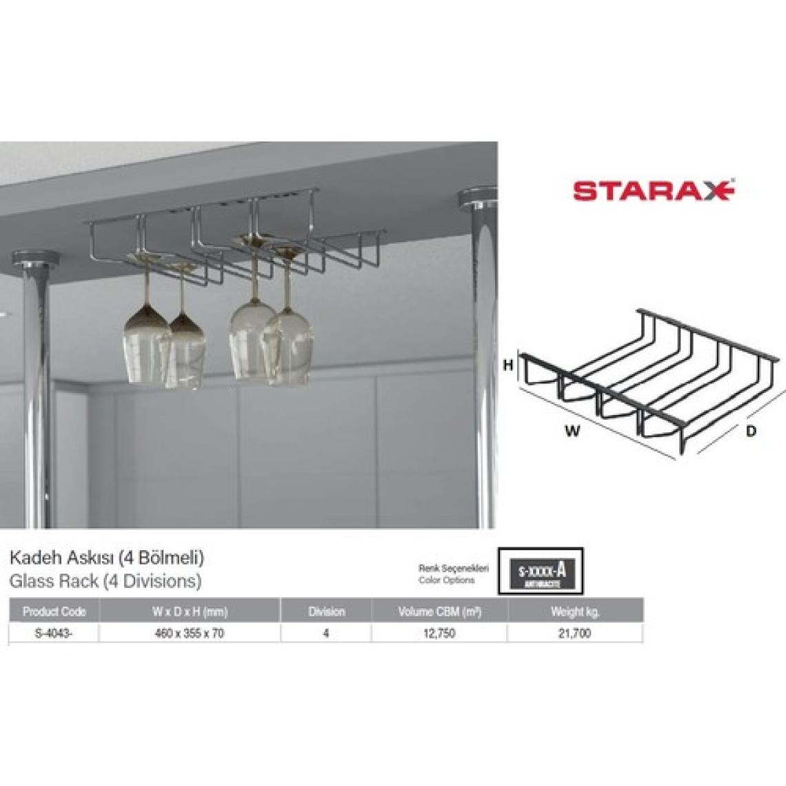 Starax Kadeh Askısı 4  Bölmeli S-4043-ANTRASIT