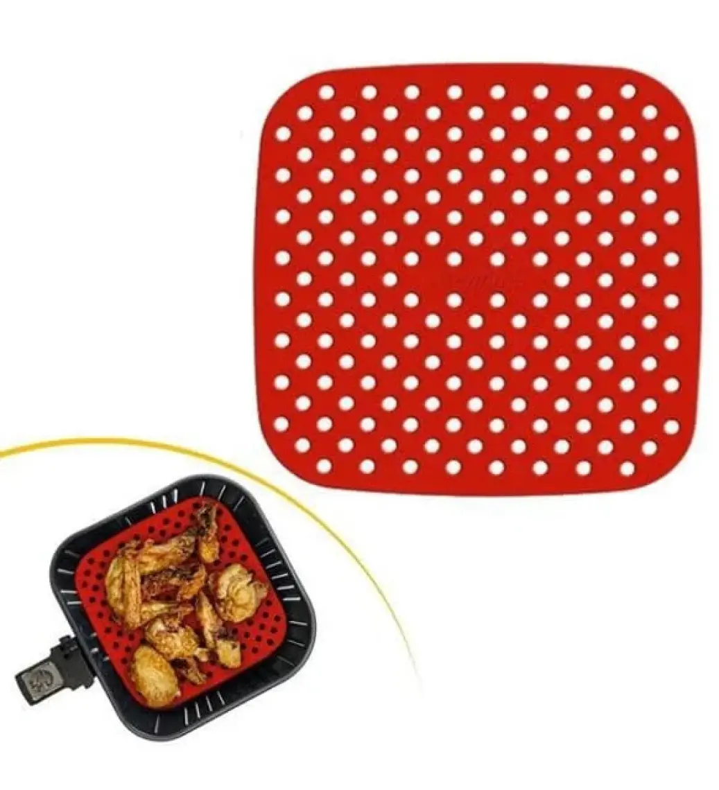 5DM Renkli Isıya Dayanıklı Yıkanılabilir Silikon Fırın ve Airfryer Kare Pişirme Matı 21,5 cm