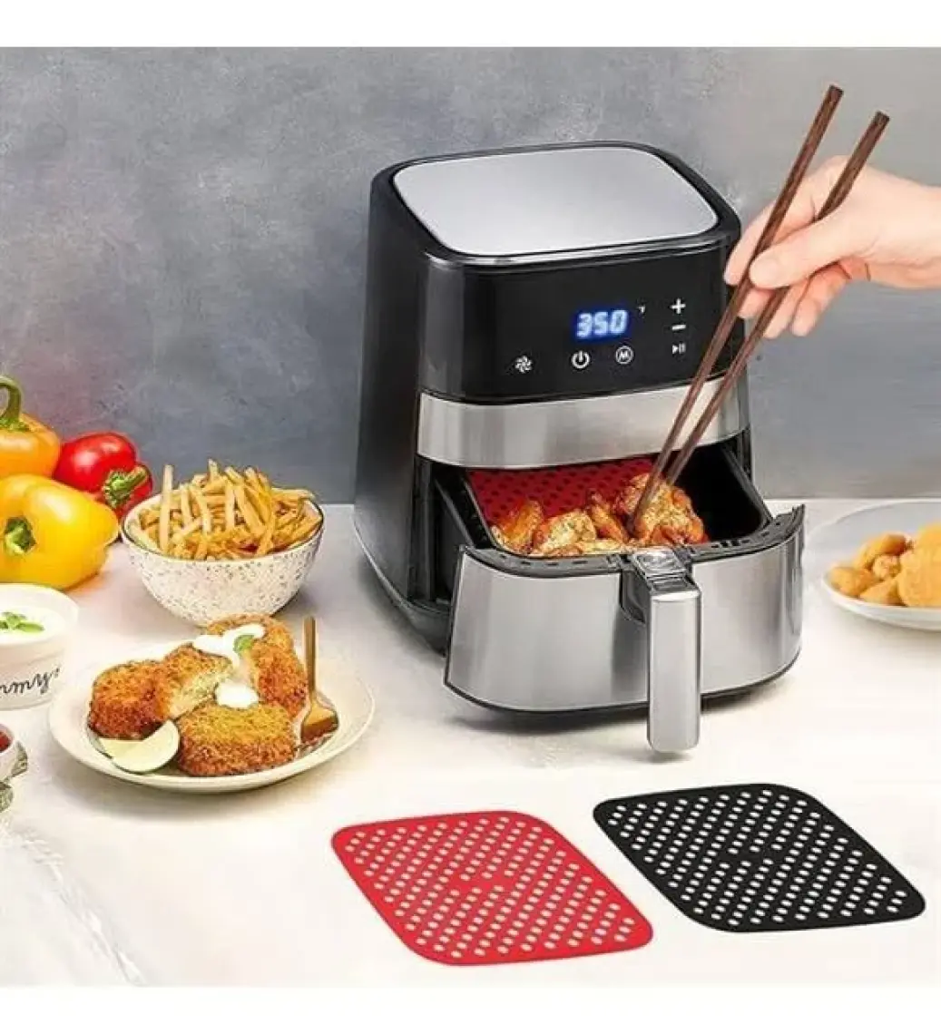 5DM Renkli Isıya Dayanıklı Yıkanılabilir Silikon Fırın ve Airfryer Kare Pişirme Matı 21,5 cm