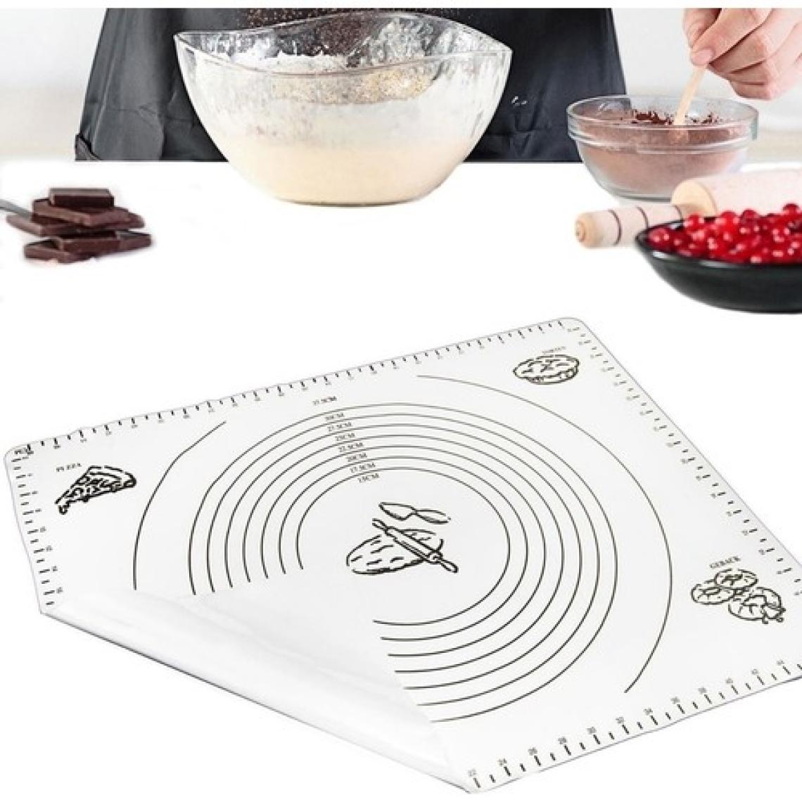 Tilbe Home Hamur Matı Açma Silikon Silpat Hamur Açma Silikon Pasta Fırın Hamur Matı Alt Açma Beyaz Büyük Boy