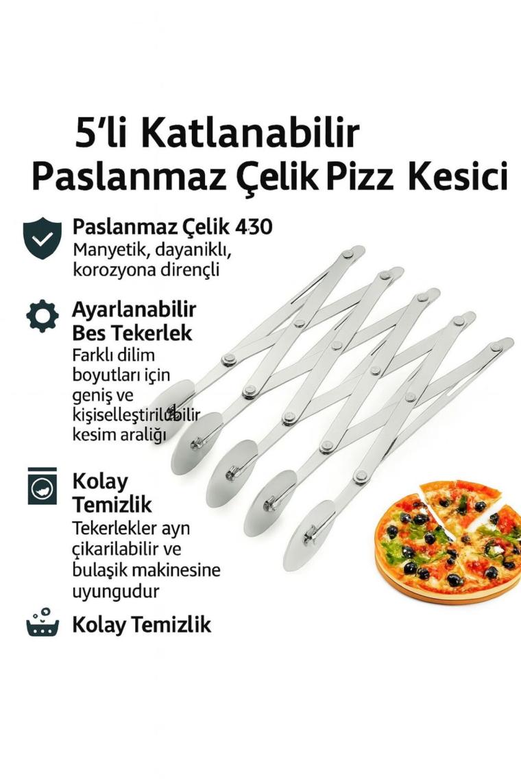 Chavin Çelik 5 Tekerlekli Mantı ve Pizza Hamur Kesme Ruleti CIN785