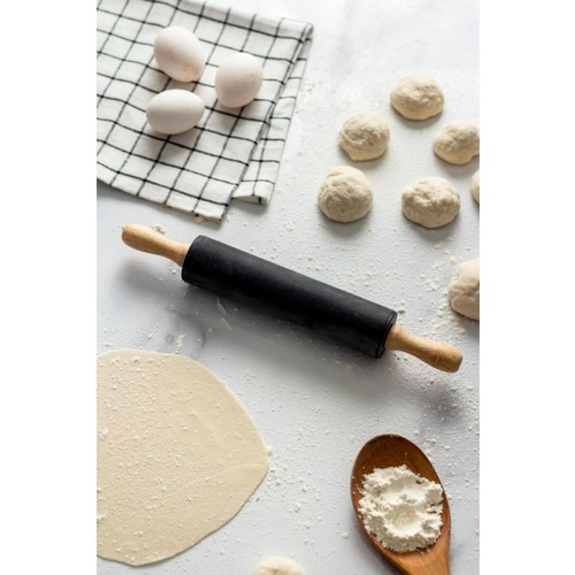 EW's Kitchenware Bambu Saplı Silikon Gövdeli Siyah Merdane Orta Boy 39 x 5 cm