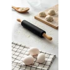EW's Kitchenware Bambu Saplı Silikon Gövdeli Siyah Merdane Orta Boy 39 x 5 cm