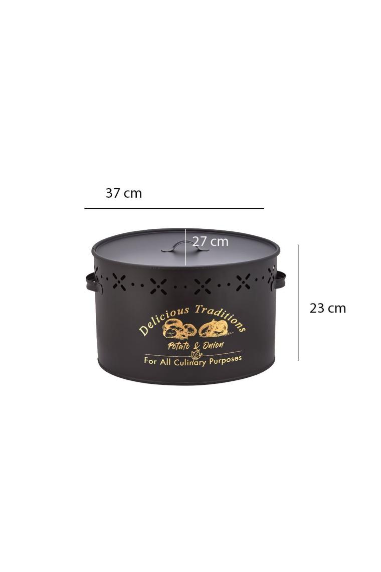 Siyah Metal Bölmeli Patates-soğan Saklam Kabı 18 Lt