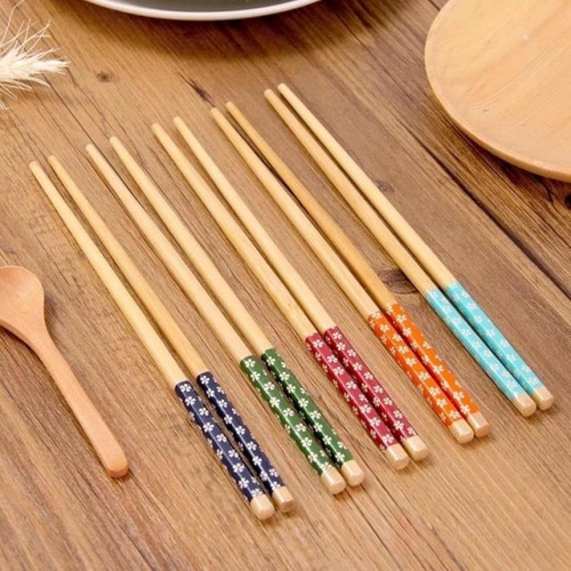 Optana 1 Çift Chopstick Yıkanabilir Desenli Bambu Yemek Sushi Çubuk