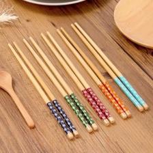 Optana 1 Çift Chopstick Yıkanabilir Desenli Bambu Yemek Sushi Çubuk