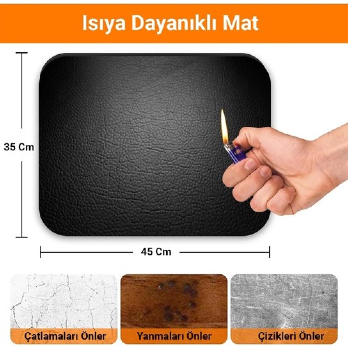 Valerine Life Airfryer Matı Isıya Dayanıklı Su Geçirmez Kaymaz Yıkanabilir Siyah Pad 35X45CM
