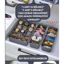 Sese Orgaset 3lü Dolap Çekmece Düzenleyici Antrasit Renk (SP-331)