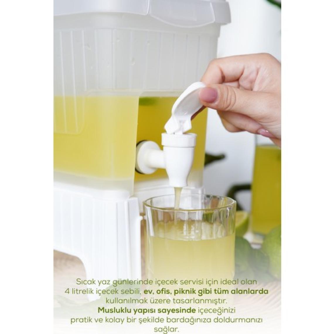 Vienev 4 Litre Su ve Limonata Sebili Beyaz