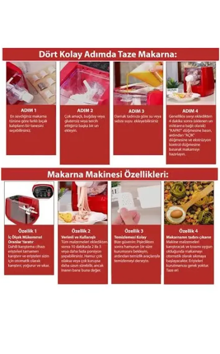 Pratik Otomatik Makarna ve Erişte Yapma Makinesi