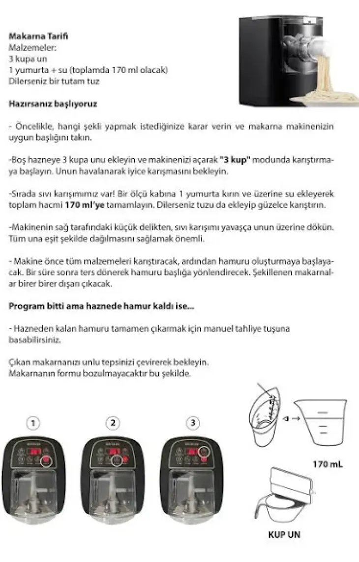 Pratik Otomatik Makarna ve Erişte Yapma Makinesi