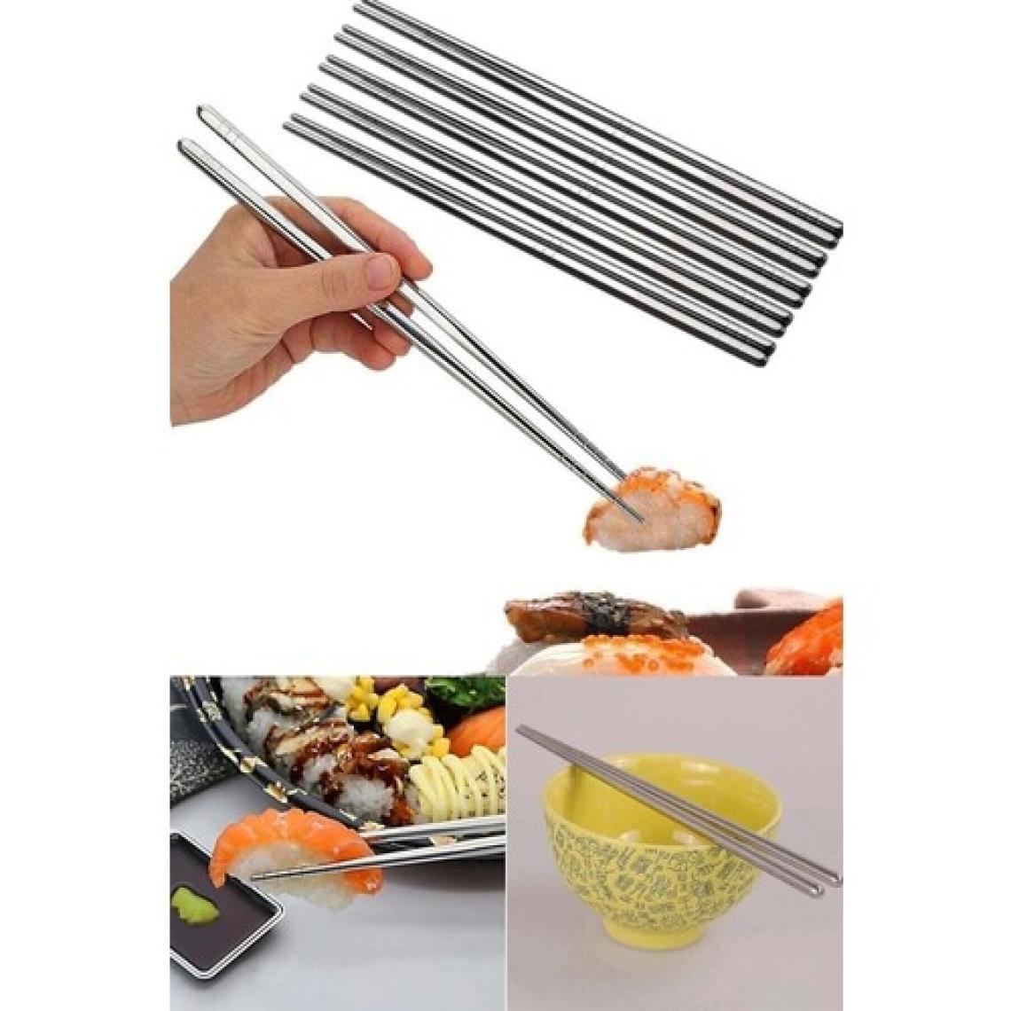 Metal Chopstick 5 Çift  Paslanmaz Çelik Çin Çubuğu Yemek Çubukları 5 Çift