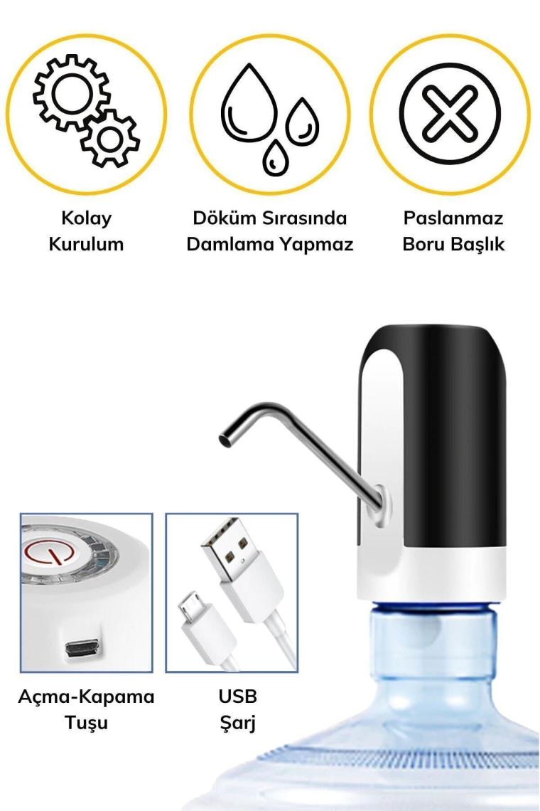 Rays Dijital Yeni Nesil Su Pompası USB Şarjlı Damacana Pompası
