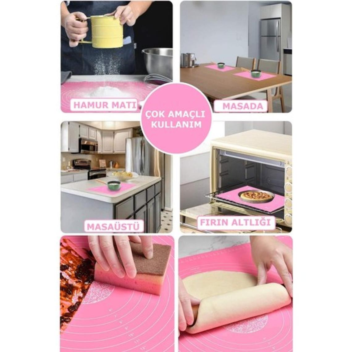 Silikon Hamur Matı Ölçülü Isıya Dayanıklı Hamur Yoğurma Açma Matı Renkli Mutfak Pasta Fırın Altlığı