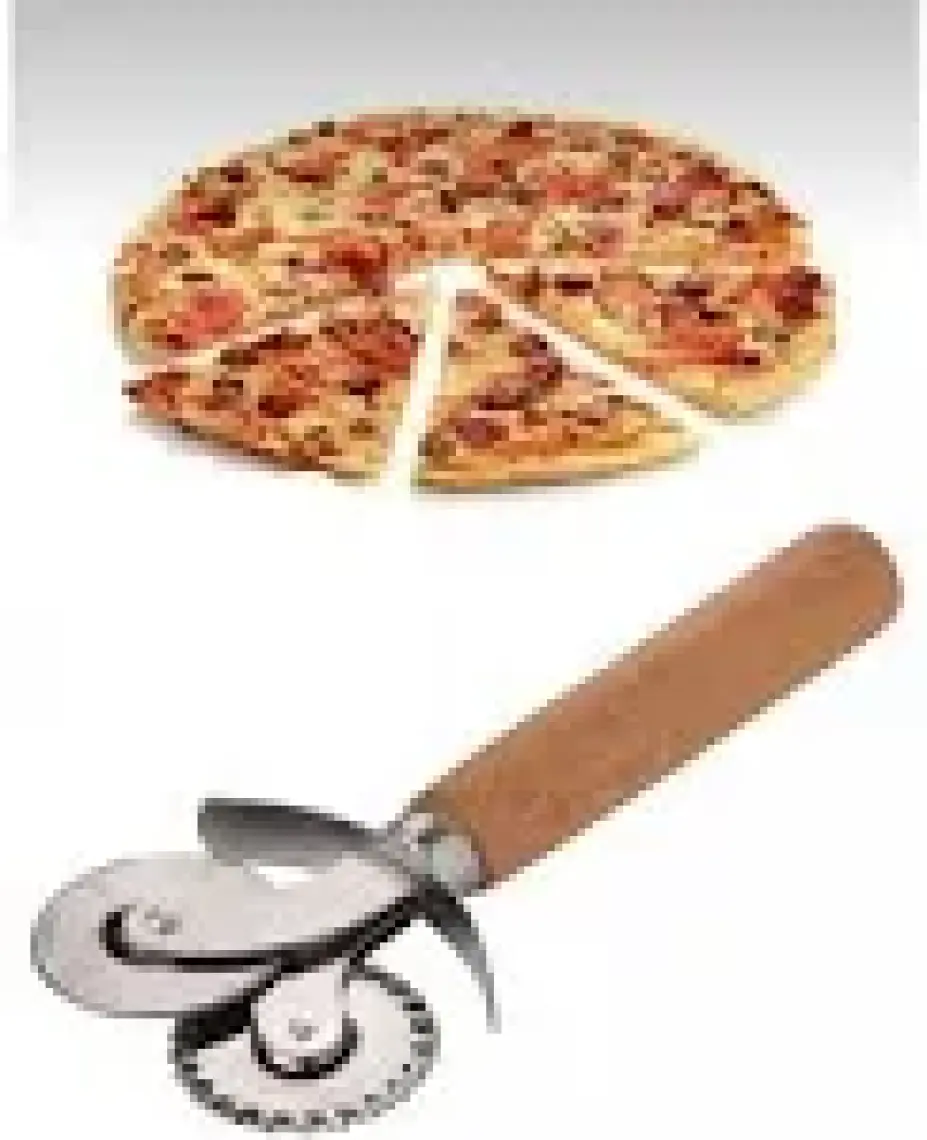 Royaleks Çift Başlıklı Ahşap Saplı Pizza Kesici Hamur Kesici