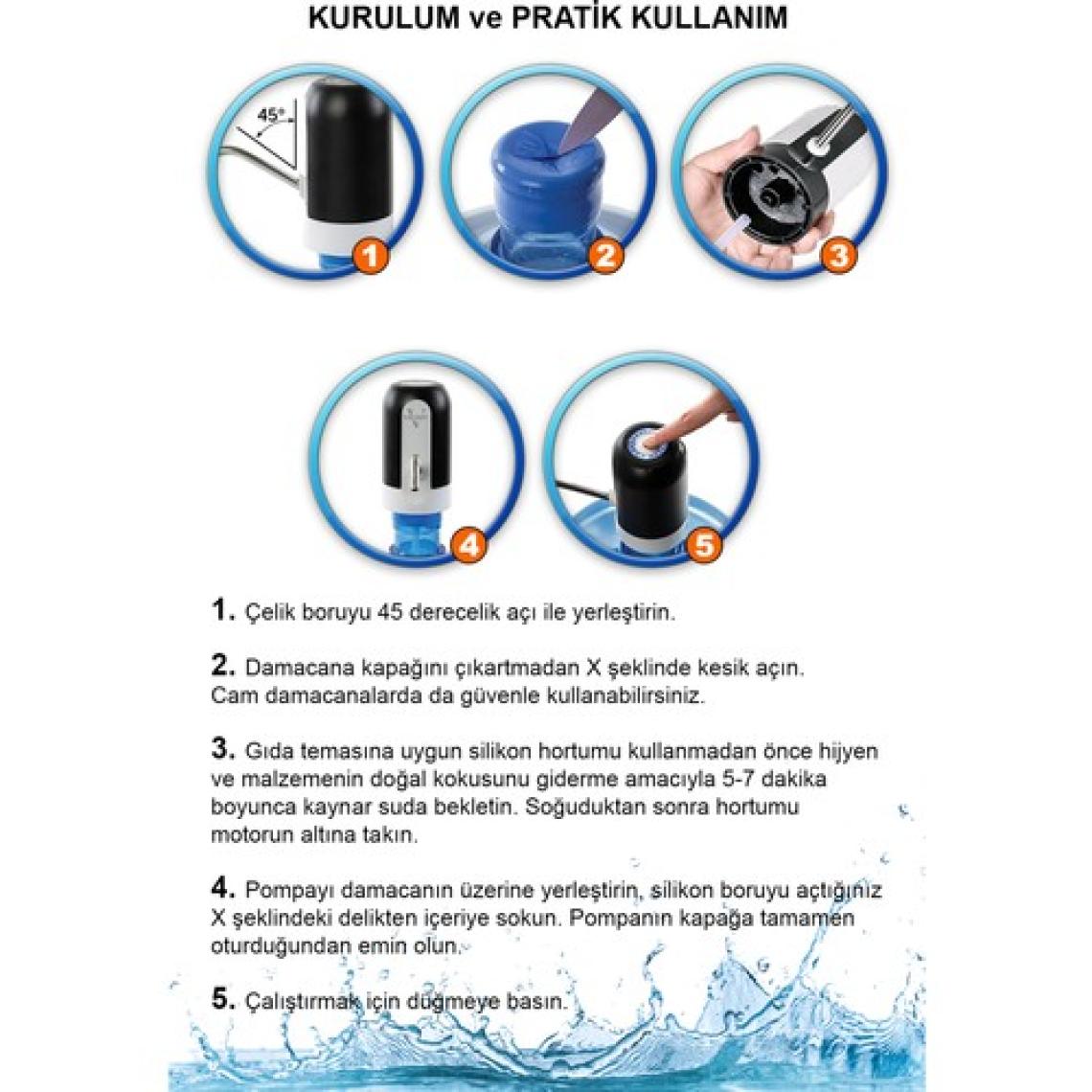 Vayomy Şarjlı Otomatik Damacana Su Pompası  (Bpa Içermez ,ce Belgelidir)
