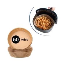 Fidan Merkezi 50 Adet Air Fryer Pişirme Kağıdı Tek Kullanımlık Hava Fritöz Yağ Geçirmez Yapışmaz Tabak Model