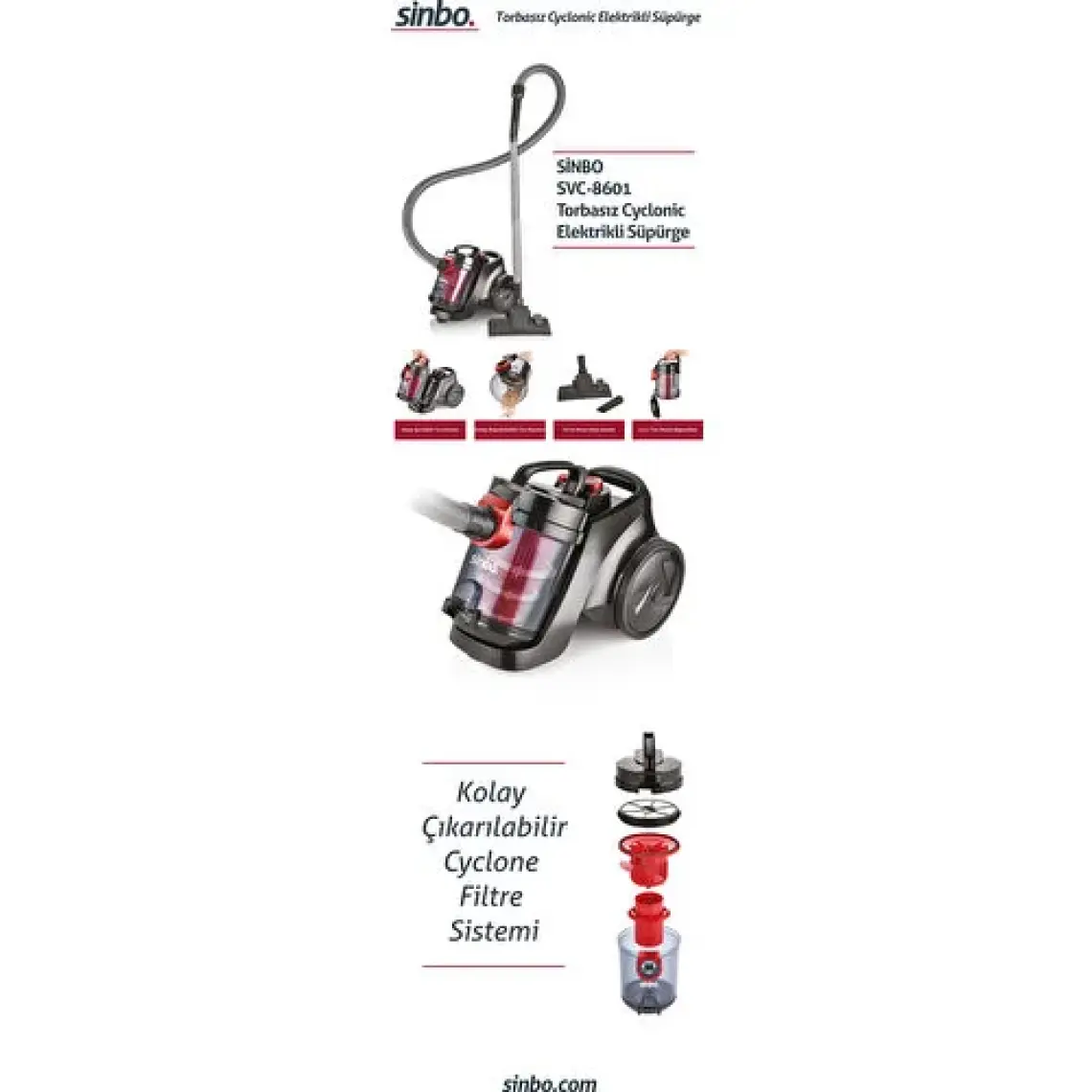 Sinbo SVC-8601 Toz Torbasız Cyclonic Elektrikli Süpürge