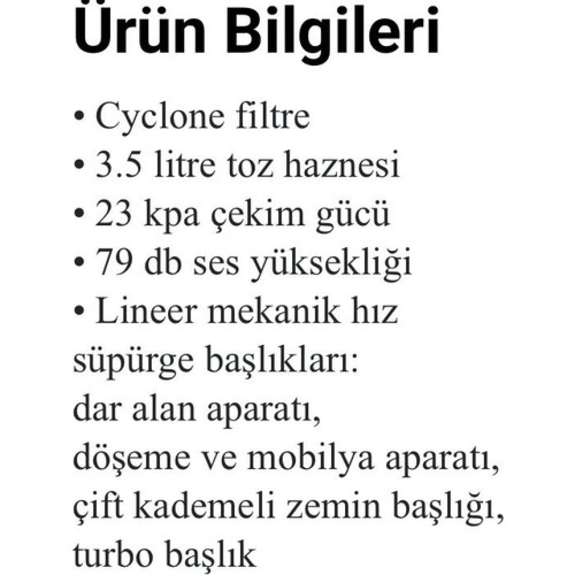 Heifer Tc661toz Torbasız Elektrikli Süpürge 890 W