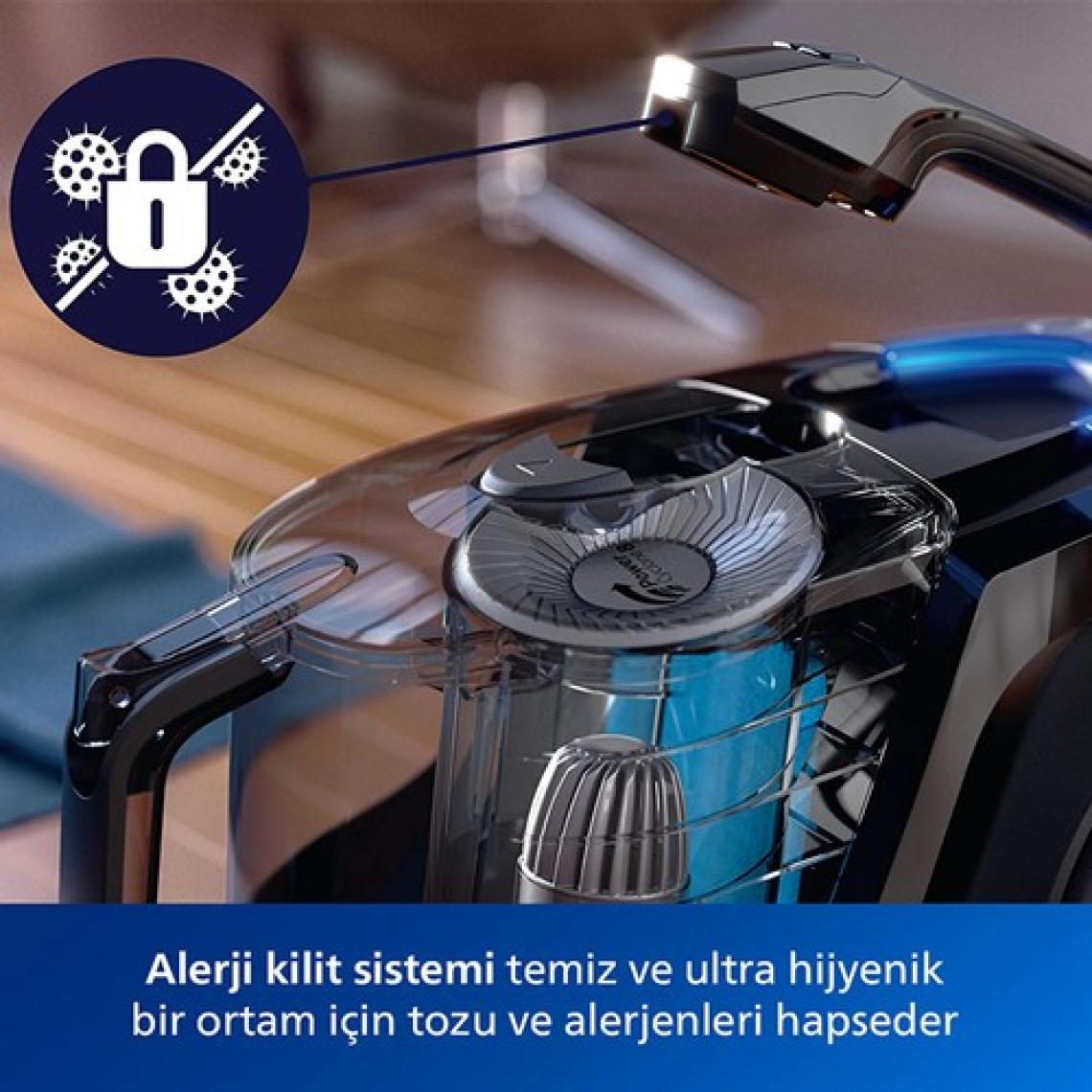 Philips 7000 Serisi PowerPro Max Torbasız Elektrikli Süpürge, 750W, PowerCyclone 8, Alerji Kilit Sistemi, TriActive+ Başlık, FC9749/07