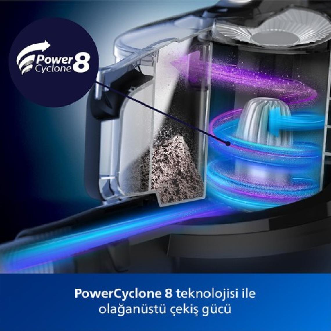 Philips 7000 Serisi PowerPro Max Torbasız Elektrikli Süpürge, 750W, PowerCyclone 8, Alerji Kilit Sistemi, TriActive+ Başlık, FC9749/07