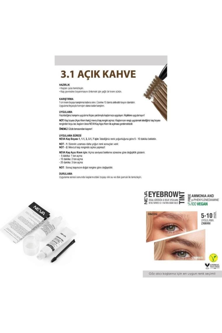 Eyebrow Tint Vegan Kaş Boyası Seti 3.1 Açık Kahve