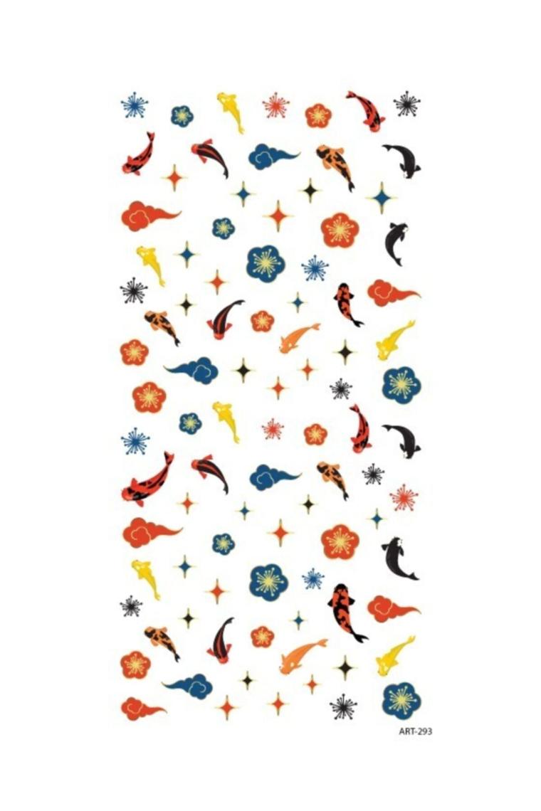 Koi Balıkları Tırnak Dövmesi Tırnak Tattoo Nail Art Tırnak Sticker