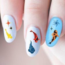 Koi Balıkları Tırnak Dövmesi Tırnak Tattoo Nail Art Tırnak Sticker