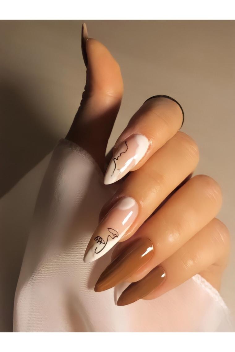 Siyah Çizgi Yüzler-1 Tırnak Dövmesi Tırnak Tattoo Nail Art Tırnak Sticker