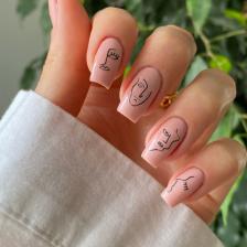 Siyah Çizgi Yüzler-1 Tırnak Dövmesi Tırnak Tattoo Nail Art Tırnak Sticker
