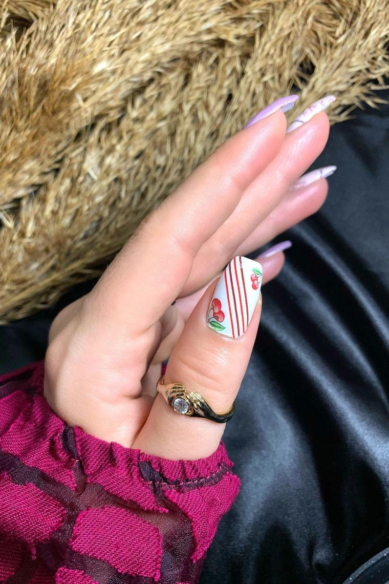 Kiraz Tırnak Dövmesi, Tırnak Tattoo, Nail Art, Tırnak Sticker
