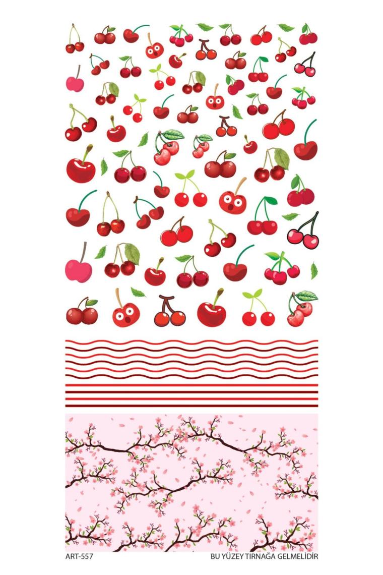 Kiraz Tırnak Dövmesi, Tırnak Tattoo, Nail Art, Tırnak Sticker
