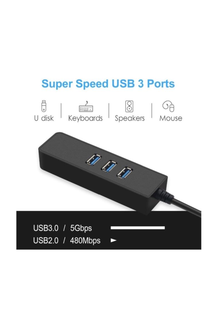 4263 Usb 3.0 To Ethernet Gigabit Rj45 3 Port Hub Çoklayıcı Adaptör